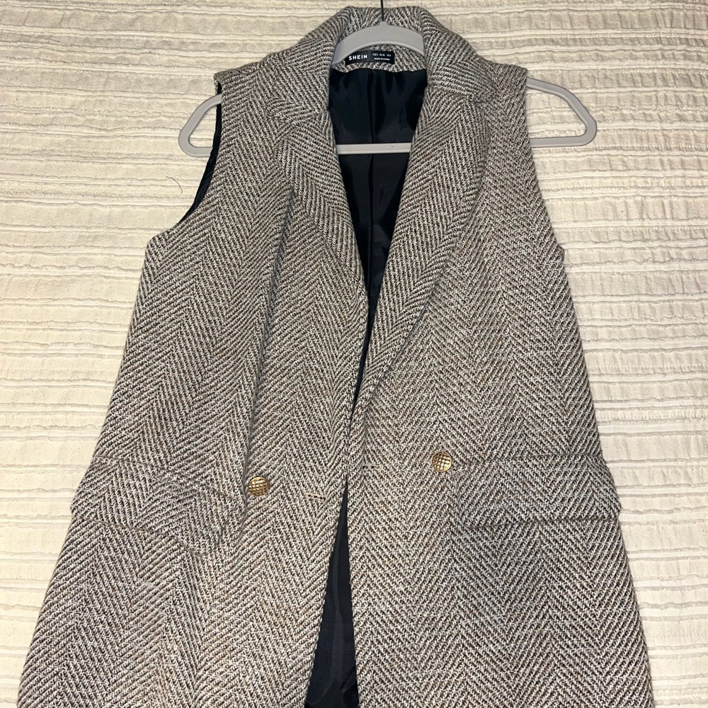 SHEIN Herringbone Tweed Vest